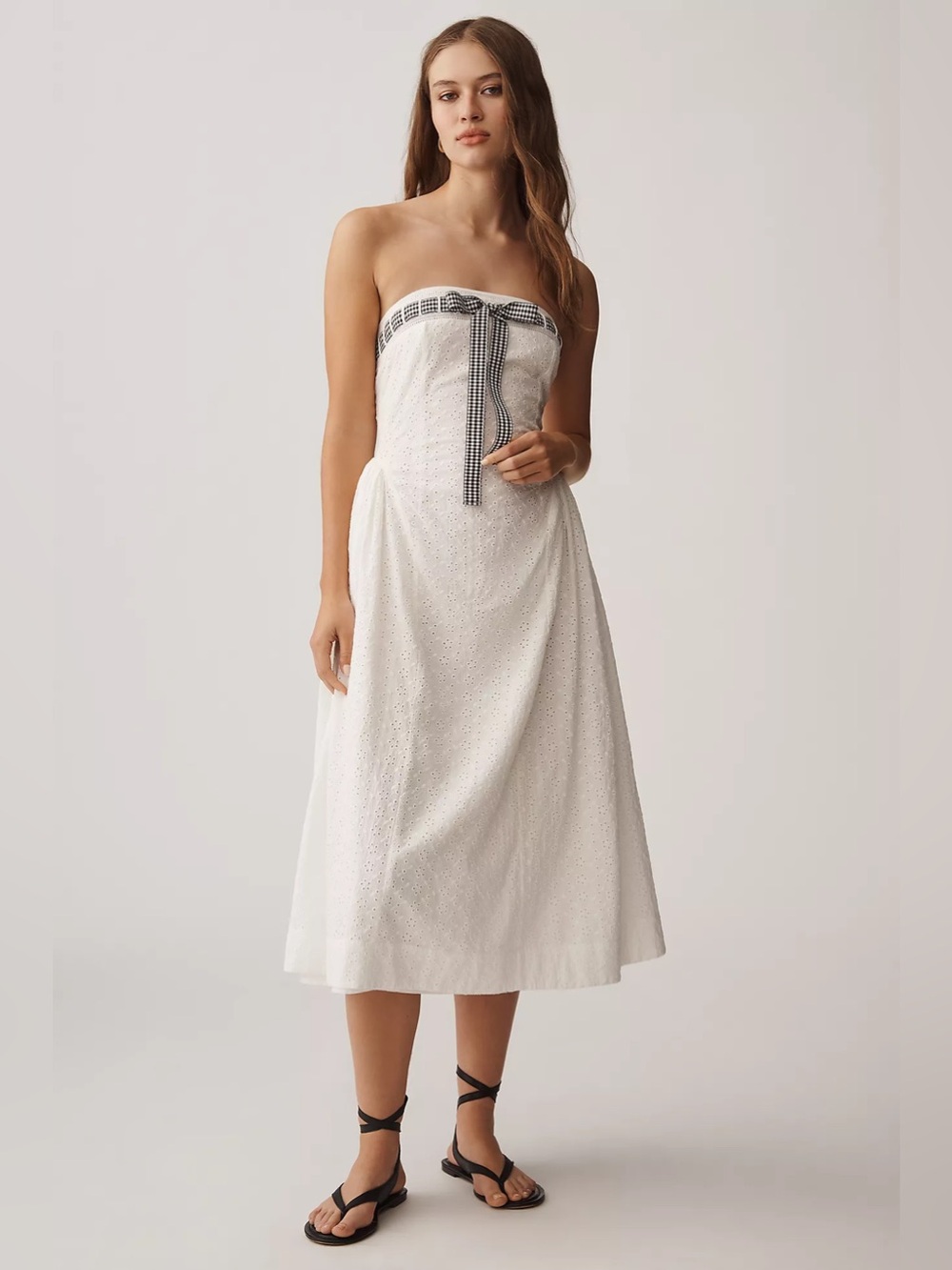 FOR LOVE & LEMONS ROSIE STRAPLESS BOW MIDI DRESS